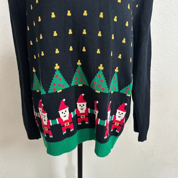 Christmas Sweater Women Large Black Gamer Santa Pullover Casual Ugly Party Knit - Picture 3 of 10